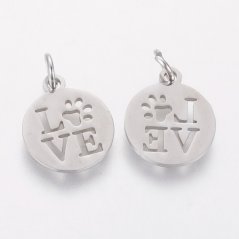 Medál 304 ezüst ezüstből "Love" 14x12x1 mm