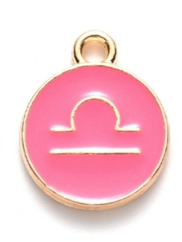 Kovový prívesok podľa znamenia - Váha, ružový 15x12x2mm