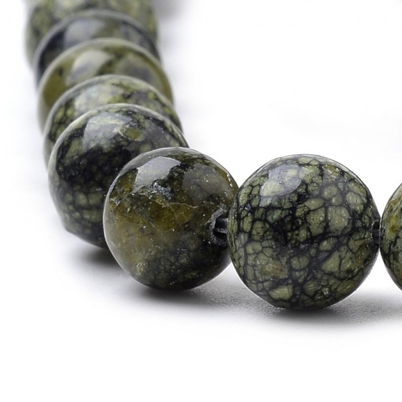 Prírodný serpentín - korálky, zelené, 6 mm