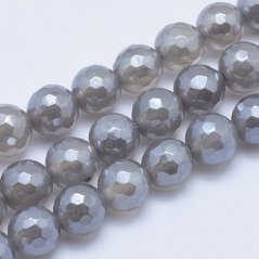 Metallisierter grauer Achat - Perlen, geschliffen, 8 mm
