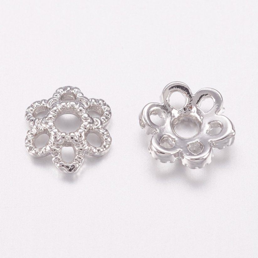 Perlenkappe aus Messing, Blume, 6x1,6 mm, Loch 1 mm