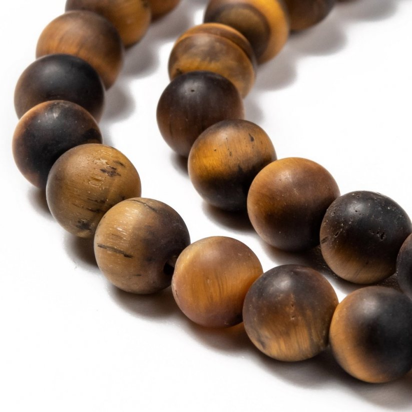 Natürliches Tigerauge - Perlen, matt, schwarz-braun, Klasse A, 6 mm