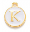 Metallanhänger mit dem Buchstaben K, weiß, 14x12x2 mm