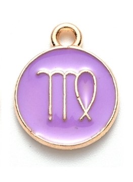 Kovový prívesok podľa znamenia -Panna ,fialový, 15x12x2 mm