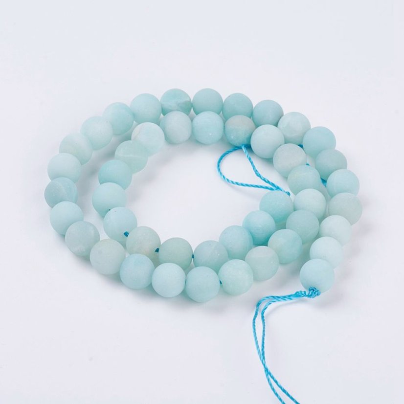 Természetes amazonit - matt kék 8 mm-es gyöngyök