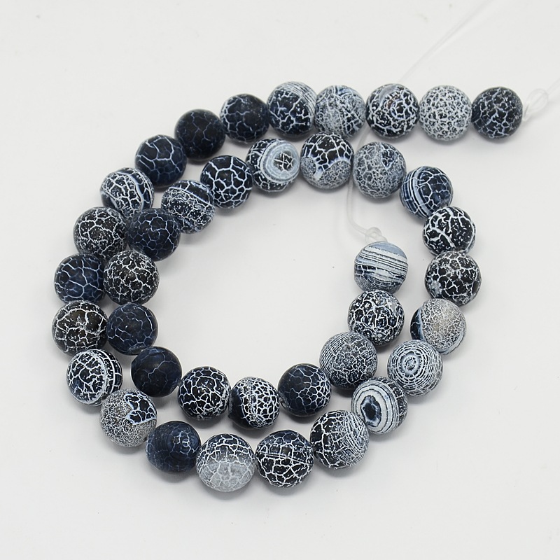Naturachat - Perlen, Eis, schwarz, 6 mm