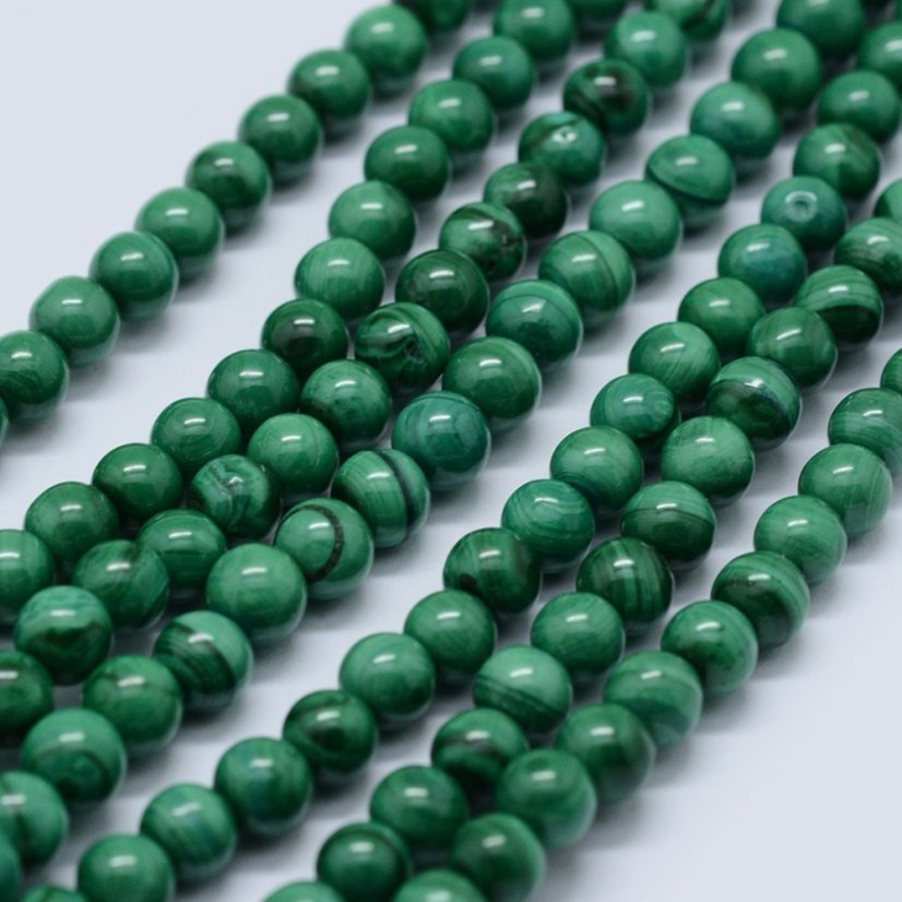 Prírodný malachit - korálky zelené 3 mm