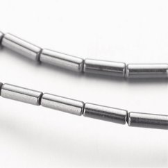 Pokovený syntetický hematit - tyčinky, stříbrné, 4x1 mm