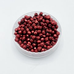 Geschliffene feuerpolierte Perlen Metallic Cranberry, 3 mm