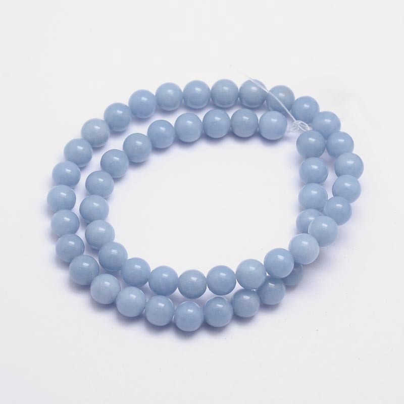 Természetes angelit - gyöngyök, kék, 8 mm