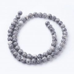 Natürlicher Jaspis - Perlen, Picasso, grau, 6 mm