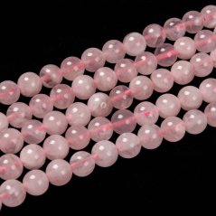 Természetes madagaszkár rózsakvarc- gyöngyök, AB osztály, 8 mm