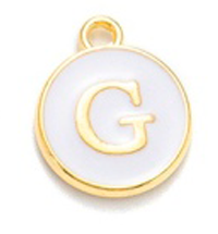 Metallanhänger mit dem Buchstaben G, weiß, 14x12x2 mm