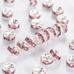 Štrasová rondelka s kamienkami - ružová 8x3.8mm