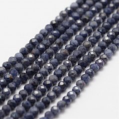 Natürlicher Saphir - Perlen, blau, geschliffen, 3 mm