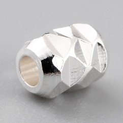 Mosadzný oddeľovač, barel, strieborný, 4x3 mm