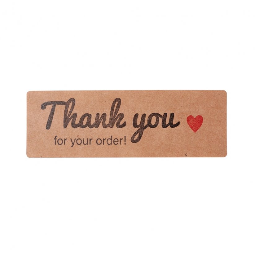 "Thank you" natúr matrica szívvel, 75x25 mm