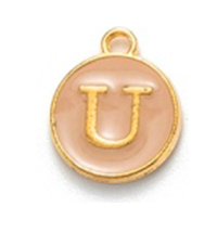 Kovový přívěšek s písmenem U, krémový, 14x12x2 mm