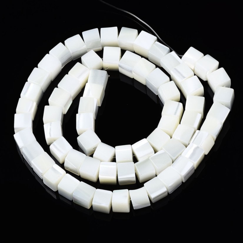 Prírodné perleťové kocky, 6x6x6 mm