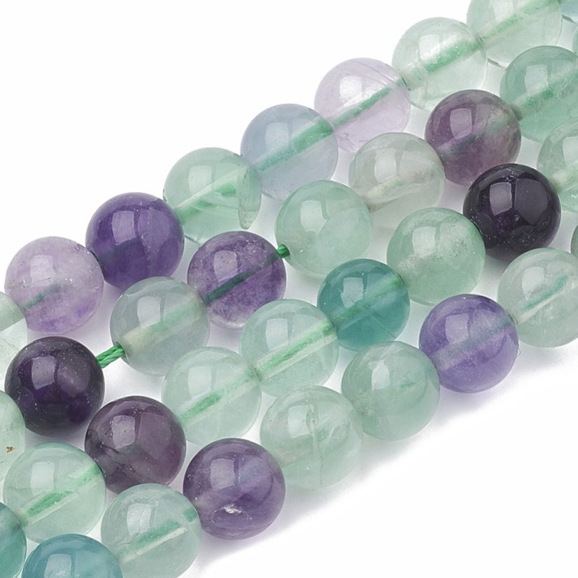 Přírodní fluorit - korálky, vícebarevné, 6 mm