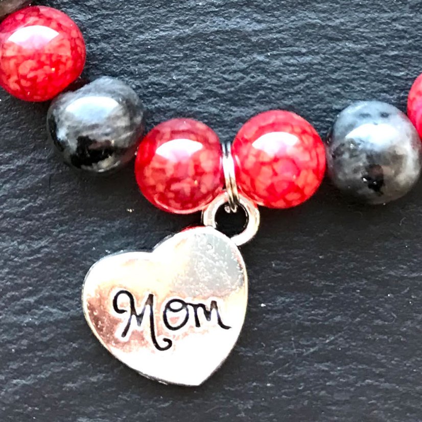 Náramek z labradoritu a praskaného achátu - maminka