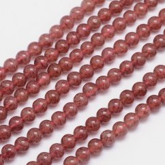 Natürlicher Erdbeerquarz - Perlen, Klasse AA, 6 mm