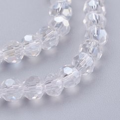 Csiszolt üveggyöngyök, fémezett, fehér, 4 mm