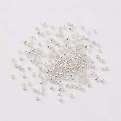 Rocailles Quetschperlen aus Messing, rund, 2x1,2 mm, silbern