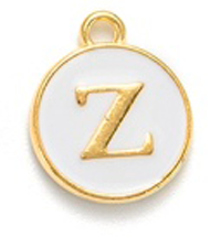 Metallanhänger mit dem Buchstaben Z, weiß, 14x12x2 mm