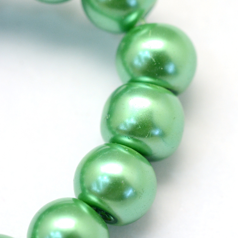 Glasperlen mit Perlmuttereffekt - 8 mm, grün