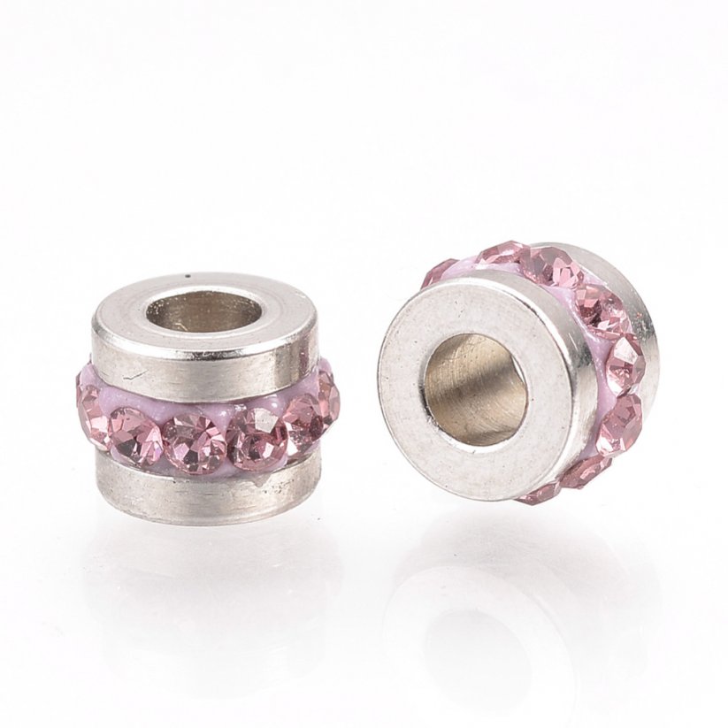 Gyűrű 304-es acélból cirkóniával, világoslila, 7x5 mm