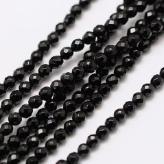 Prírodný onyx - korálky čierne, brúsené , 3 mm