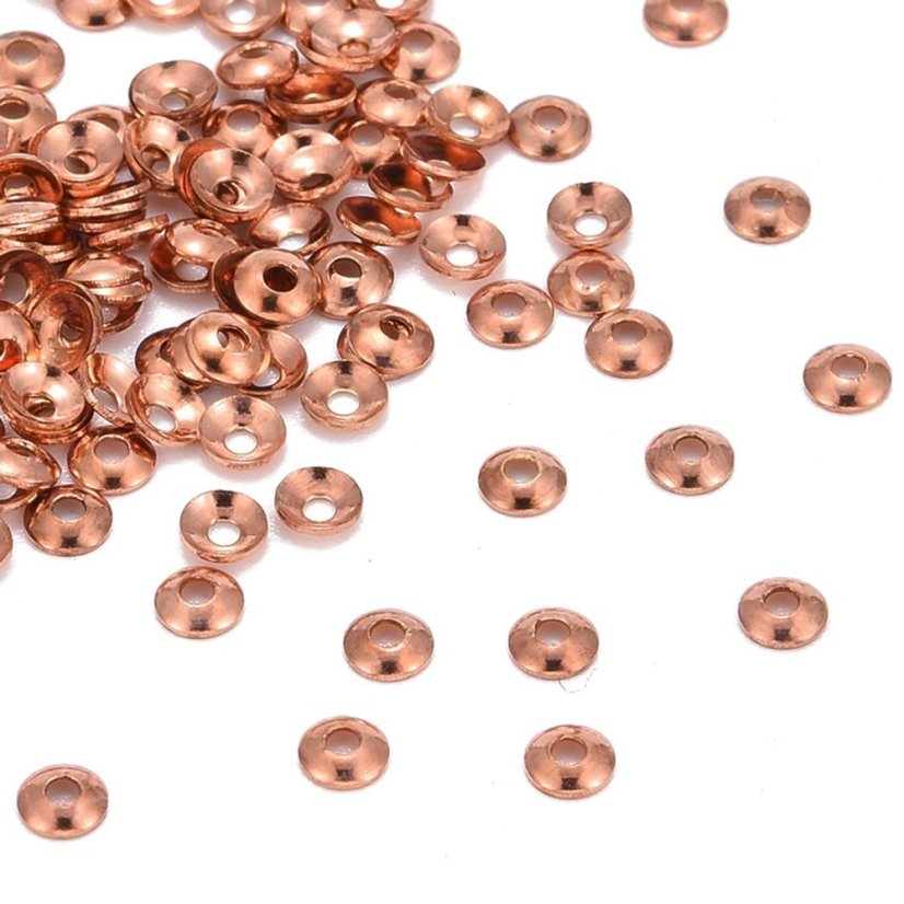 Mosadzný kaplík, rosegold, 3x0,8 mm