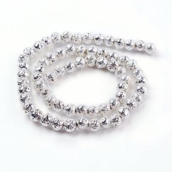 Naturlava - Perlen, metallisiert, silbern, 6 mm