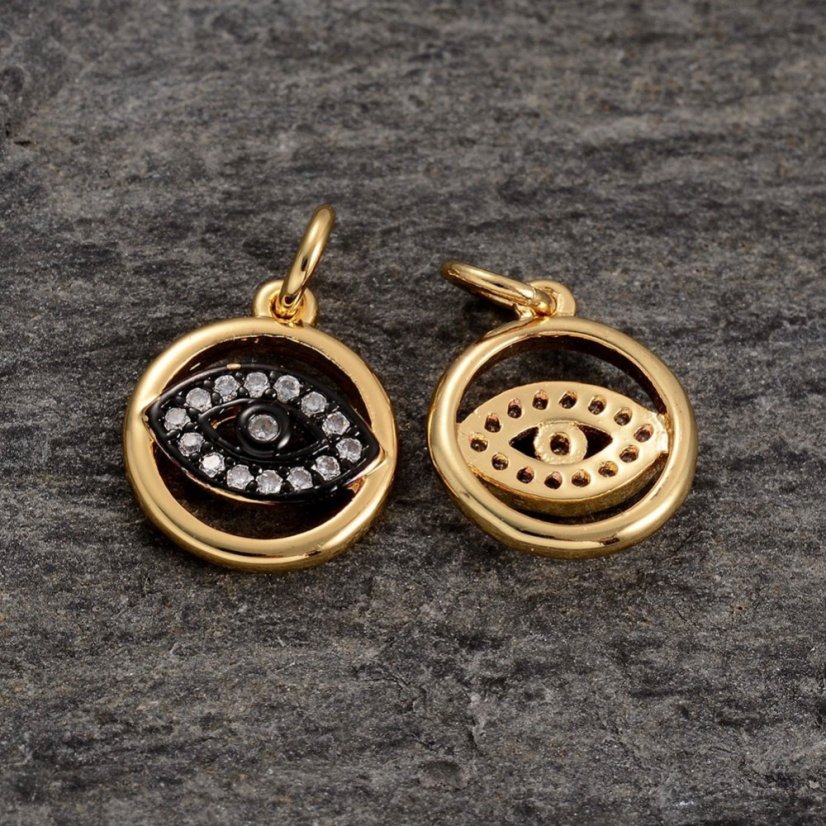 Köztes rész sárgaréz szem, arany, 13x11x2.5mm