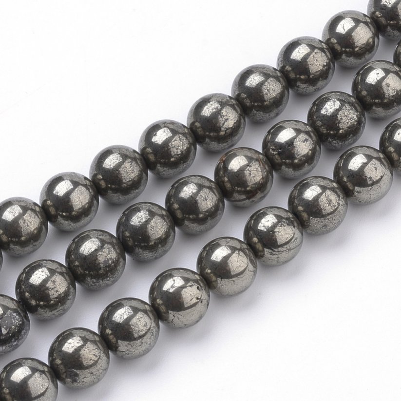 Natürlicher Pyrit - Perlen, 8 mm