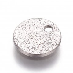 Přívěsek z 304 oceli "kolečko s texturou", stříbrné, 8x1 mm
