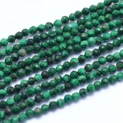 Natürlicher Malachit - Perlen, grün, geschliffen, 2 mm