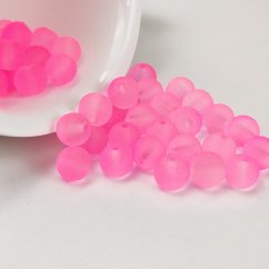 Sklenené korálky matné - 8mm neon svetlo-ružové