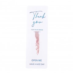 "Thank you" matrica fehér rózsaszín háttérrel, 25x74 mm