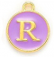 Kovový přívěšek s písmenem R, fialový, 14x12x2 mm