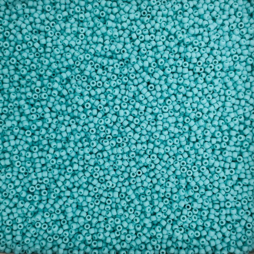 TOHO Round, 11/0, 55F, Opaque-Frosted Turquoise, rokajlové korálky