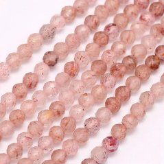 Természetes eper kvarc - gyöngyök, 3 mm