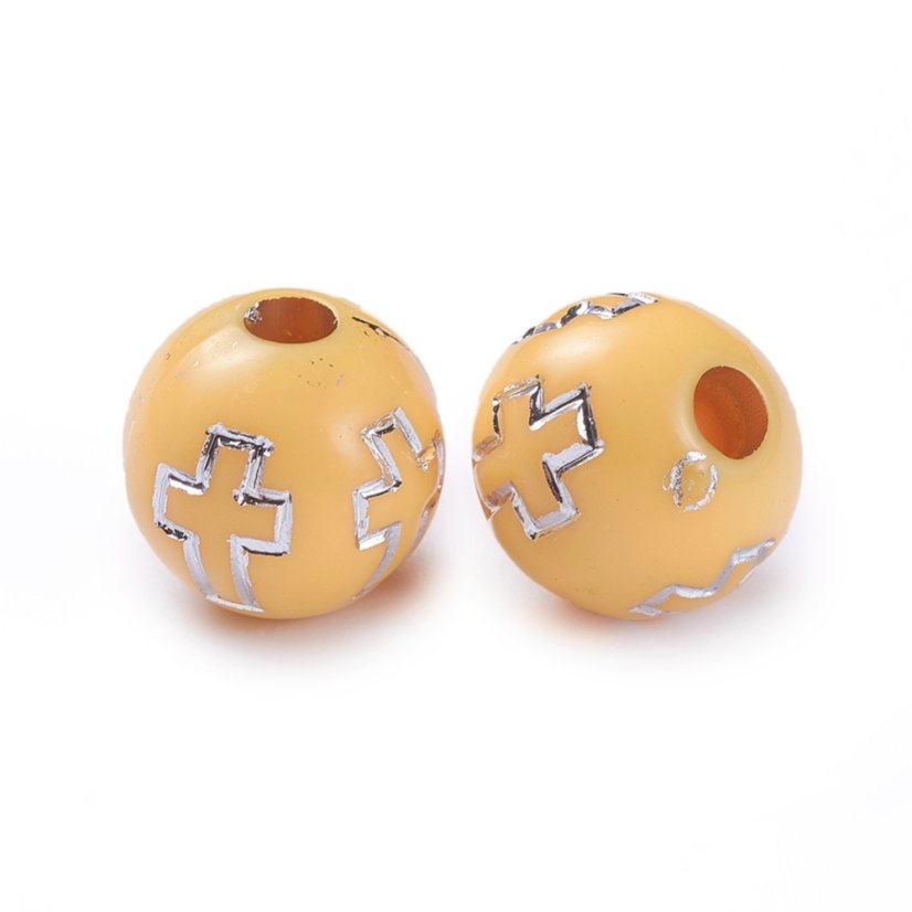 Plastové korálky s křížky - 8 barev, 8 mm