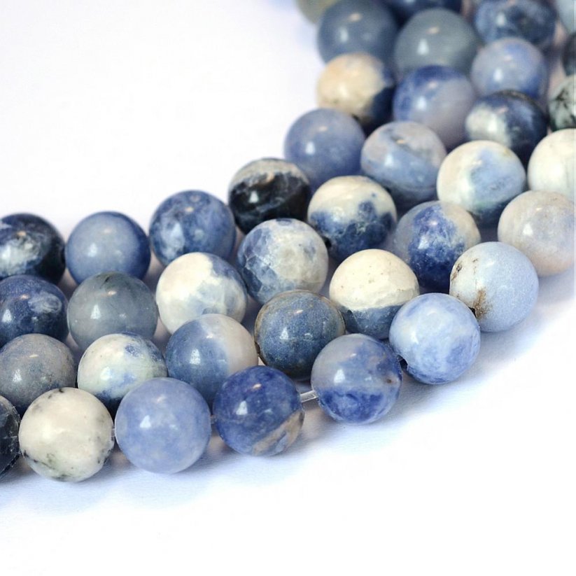 Természetes szodalit - gyöngyök, kék, 8 mm