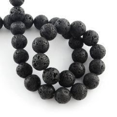 1 cérna természetes láva - gyöngyök, fekete, 8 mm
