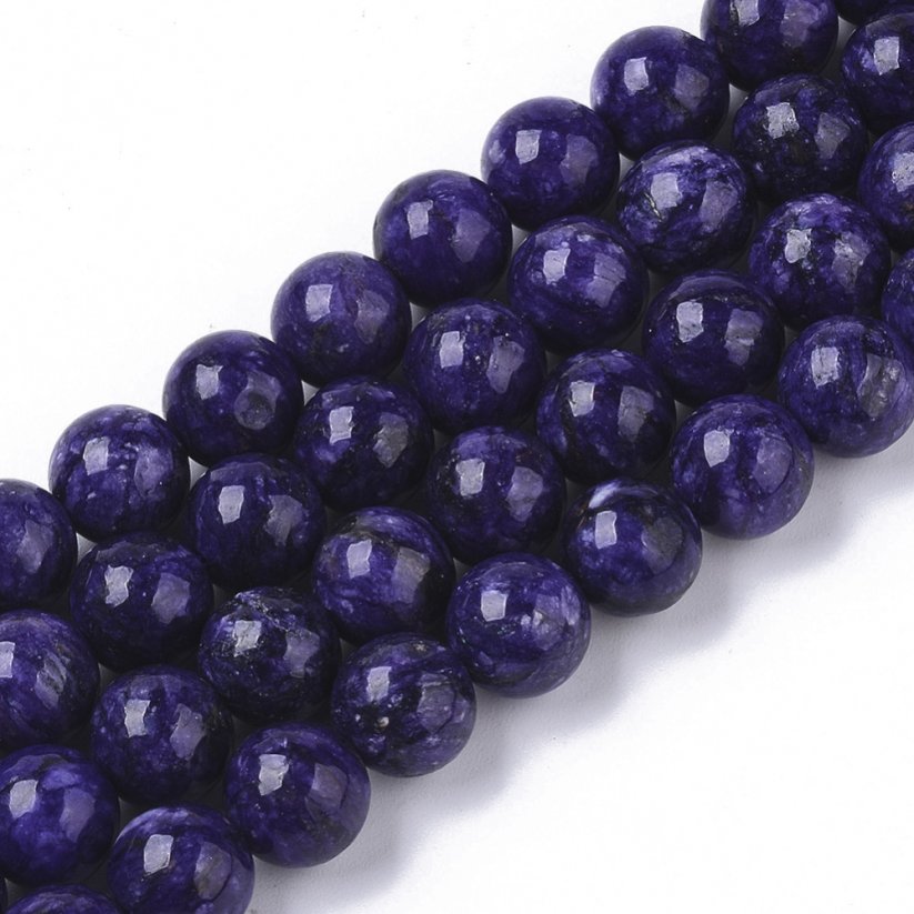 Természetes charoit- gyöngyök, lila, 8 mm