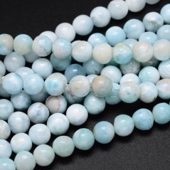 Természetes larimar - gyöngyök, A osztály, kék, 8 mm