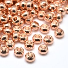 Mosadzný oddeľovač 6x4 mm, ružový, prievlak 2 mm