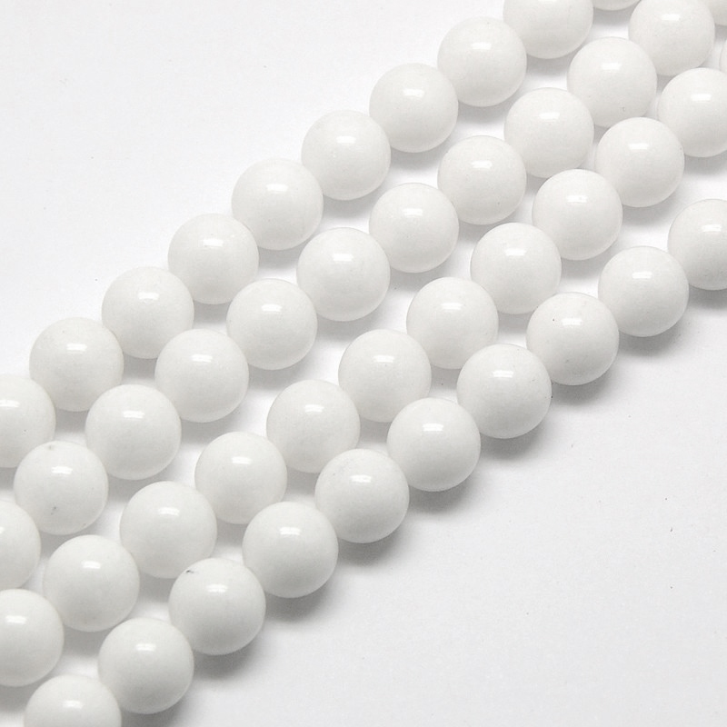 Natürlicher malaysischer Nephrit -  Perlen, weiß, 8 mm